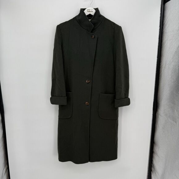 Cassidy Petite Vintage Green Wool Tailored Trench Coat Size 4P USA - Picture 1 of 13